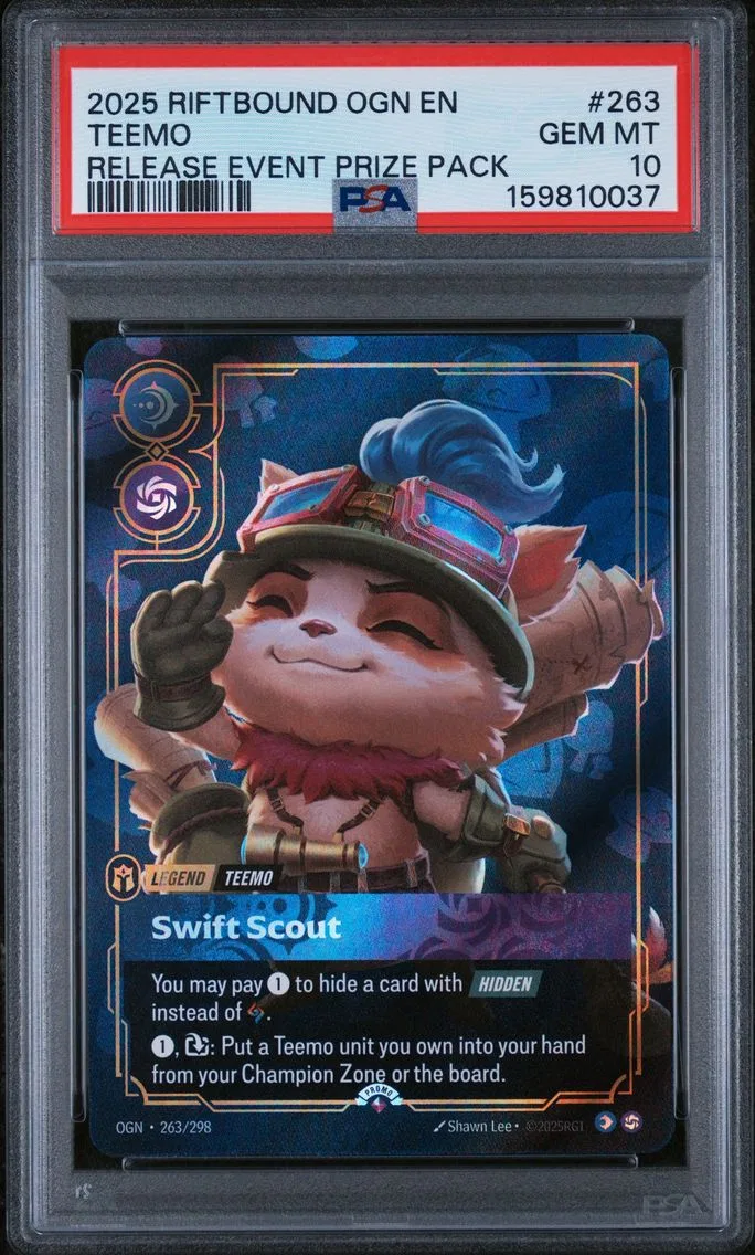 2025 #263 Teemo - Swift Scout PSA 10 Riftbound: League of Legends Ogn-Origins