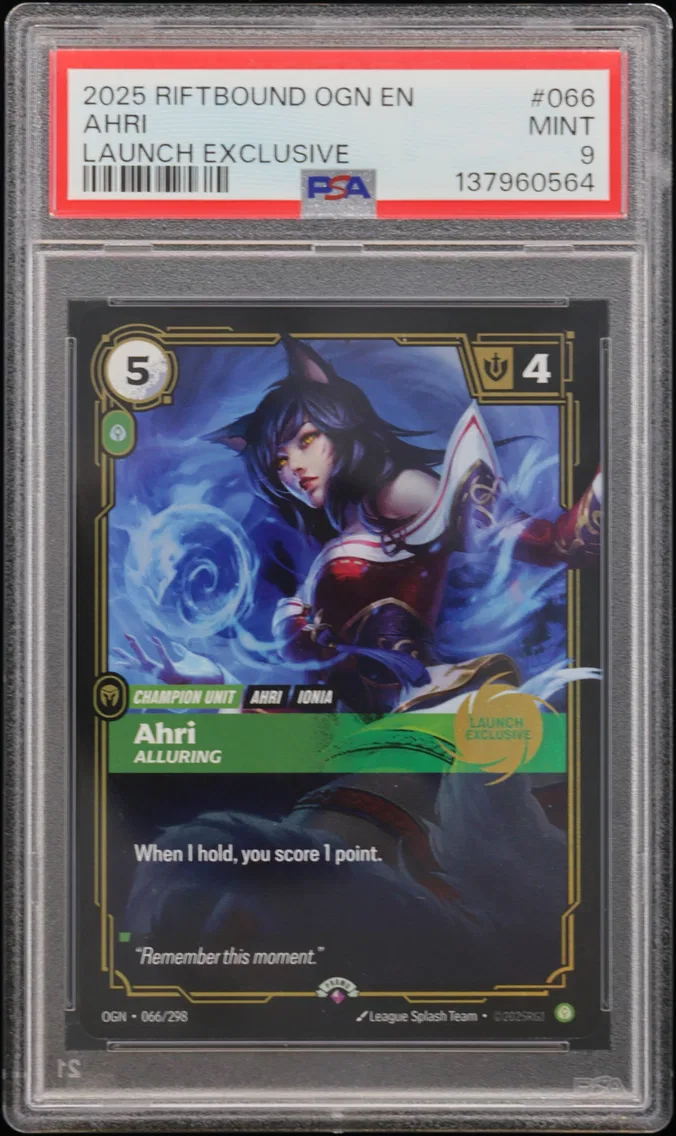2025 #066 Ahri - Alluring PSA 9 Riftbound: League of Legends Ogn-Origins