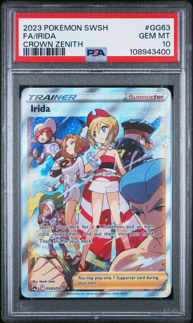 2023 #GG63 Full Art/Irida PSA 10 Sword and Shield Crown Zenith Pokemon