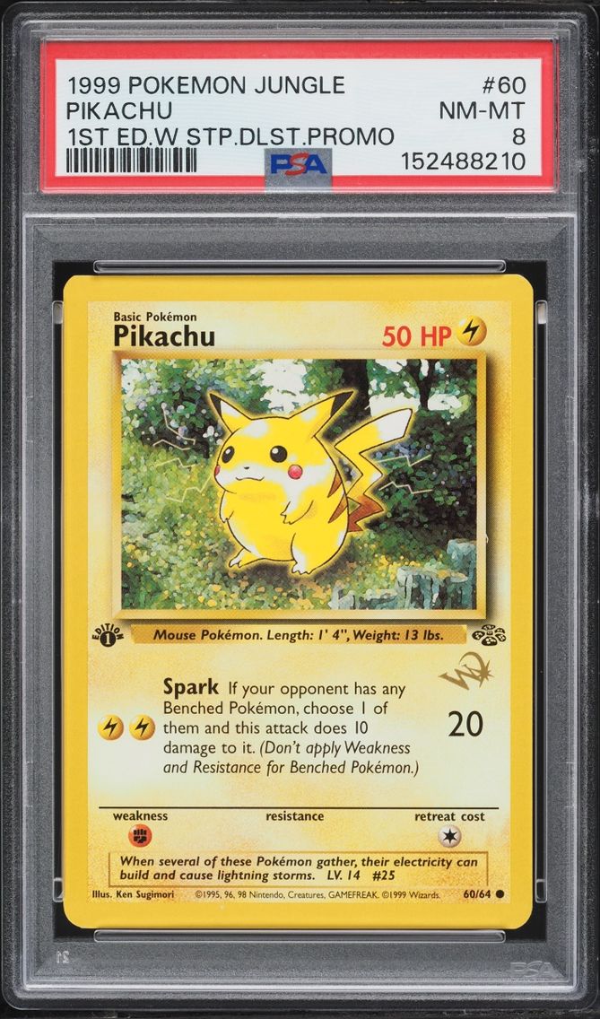 1999 #60 Jungle Promo 1st Edition W Stamp Duelist Magazine Pikachu NM-MT PSA 8 Pokemon
