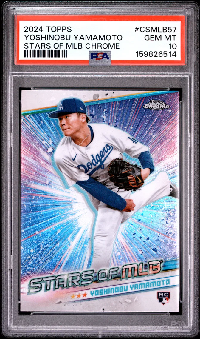 2024 #CSMLB57 Yoshinobu Yamamoto PSA 10 Topps Stars of MLB Chrome