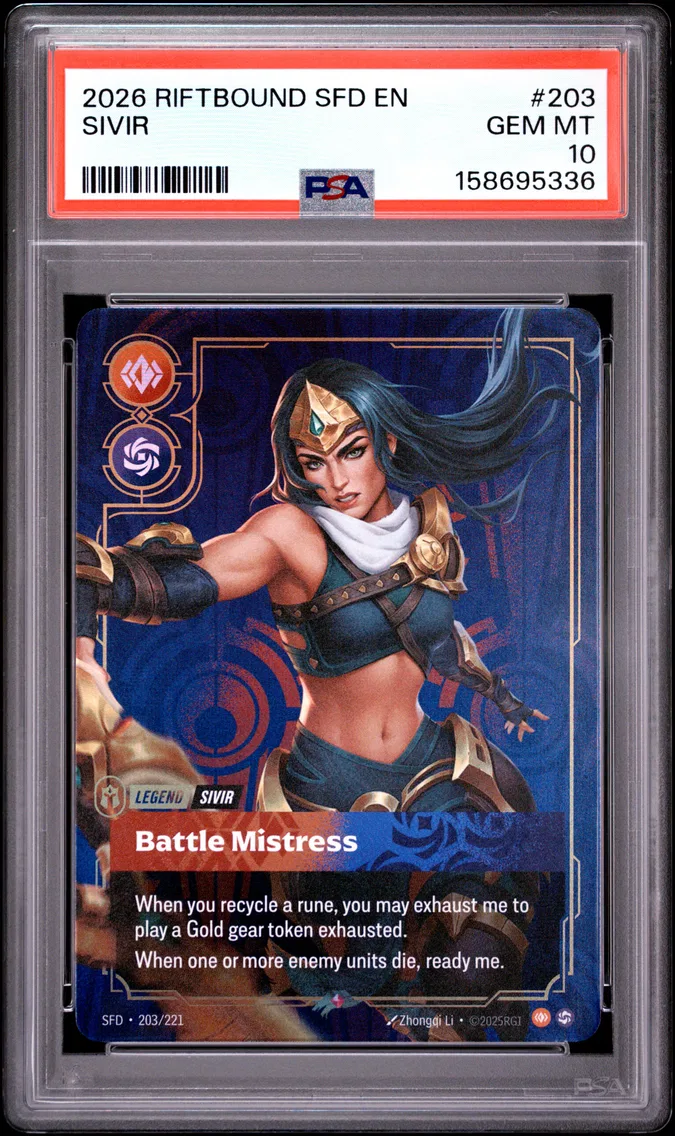 2026 #203 Sivir - Battle Mistress PSA 10 Riftbound: League of Legends Sfd-Spiritforged