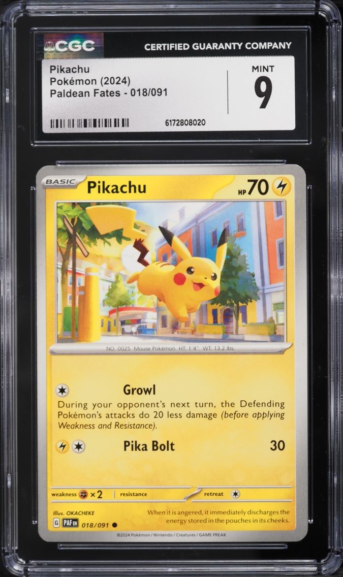 2024 #18 Pikachu CGC 9 Pokemon Scarlet & Violet Paldean Fates