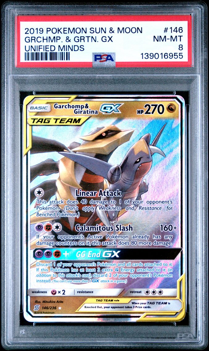 2019 #146 Garchomp & Giratina GX PSA 8 Sun & Moon Unified Minds Pokemon