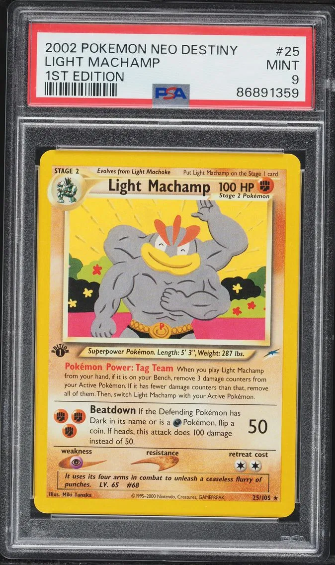 2002 #25 Light Machamp 1st Edition PSA 9 Neo Destiny Pokemon