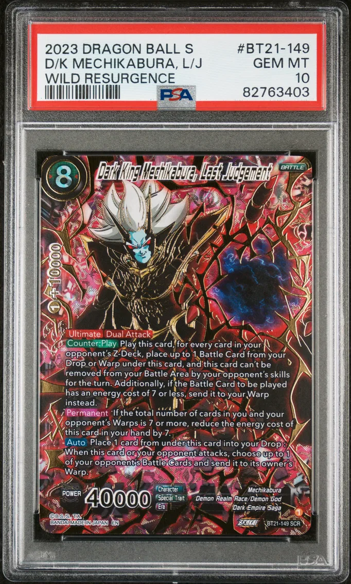 2023 #BT21-149 Dark King Mechikabura, Last Judgement PSA 10 Dragon Ball Super Card Game Series 21 Wild Resurgence