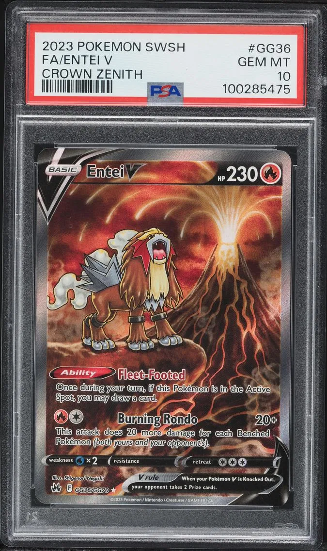 2023 #GG36 Full Art/Entei V PSA 10 Sword and Shield Crown Zenith Pokemon