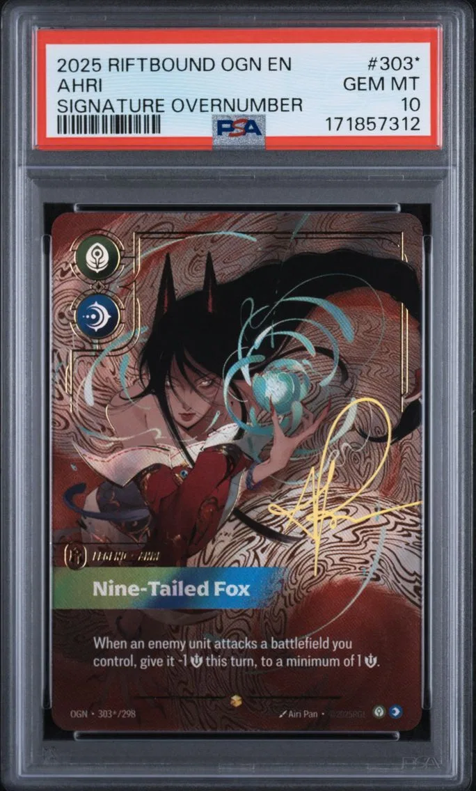 2025 #303* Ahri - Nine-Tailed Fox PSA 10 Riftbound: League of Legends Ogn-Origins