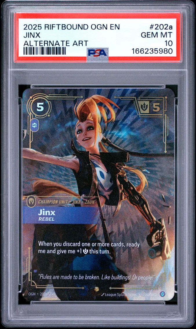 2025 #202a Jinx - Rebel PSA 10 Riftbound: League of Legends Ogn-Origins