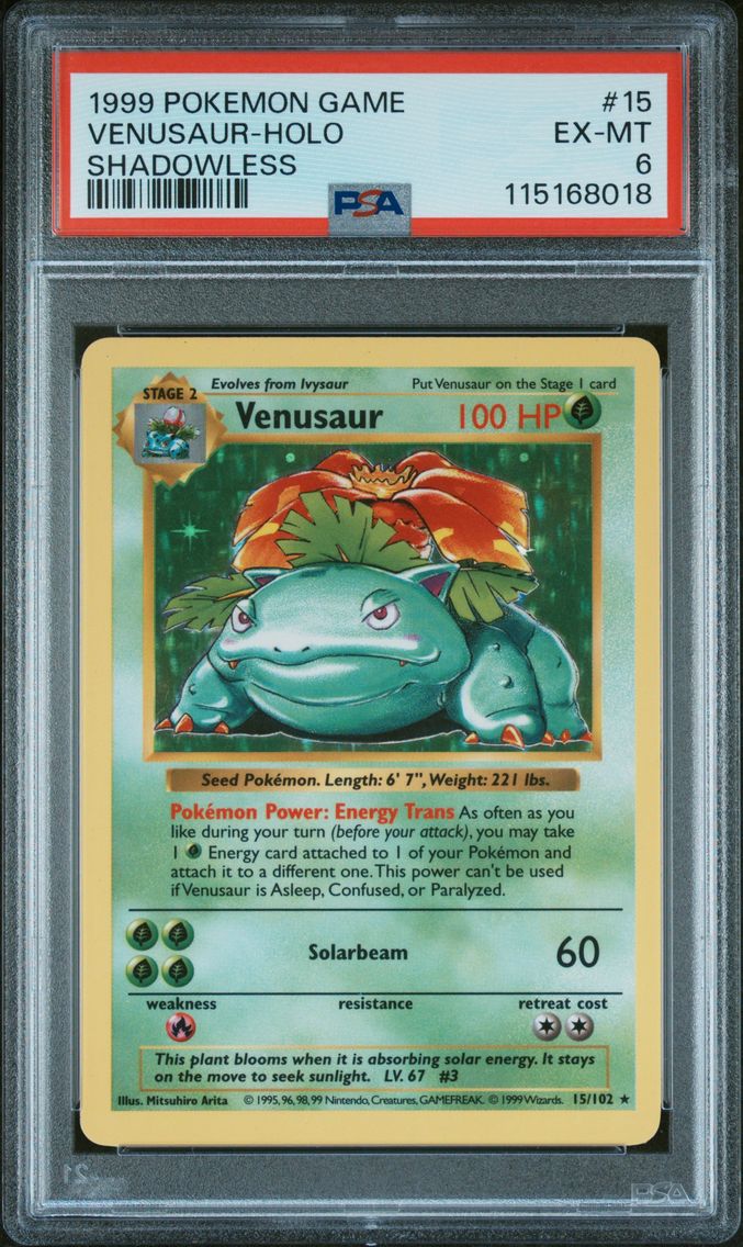 1999 #15 Venusaur-Holo Shadowless PSA 6 Game