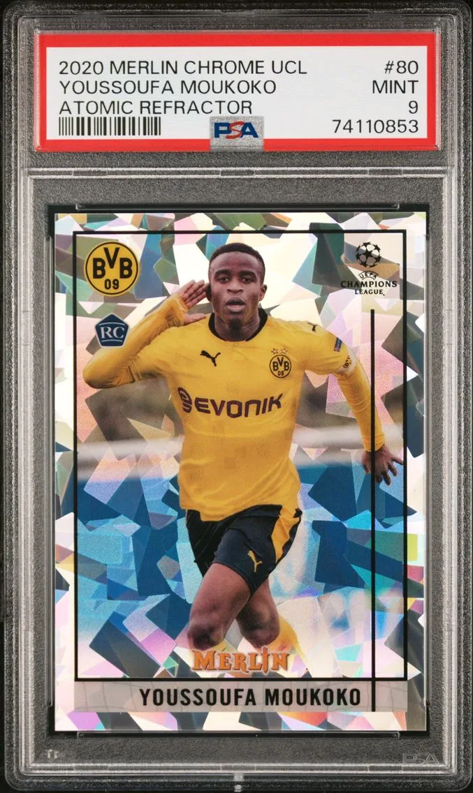 2020 #80 Youssoufa Moukoko PSA 9 Topps Merlin Chrome UEFA Champions League
