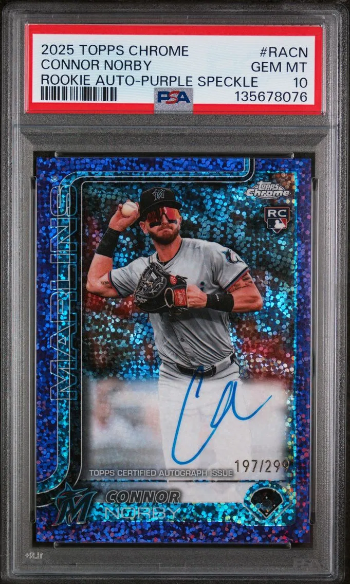 2025 #RACN Connor Norby PSA 10 Topps Chrome Rookie Autographs