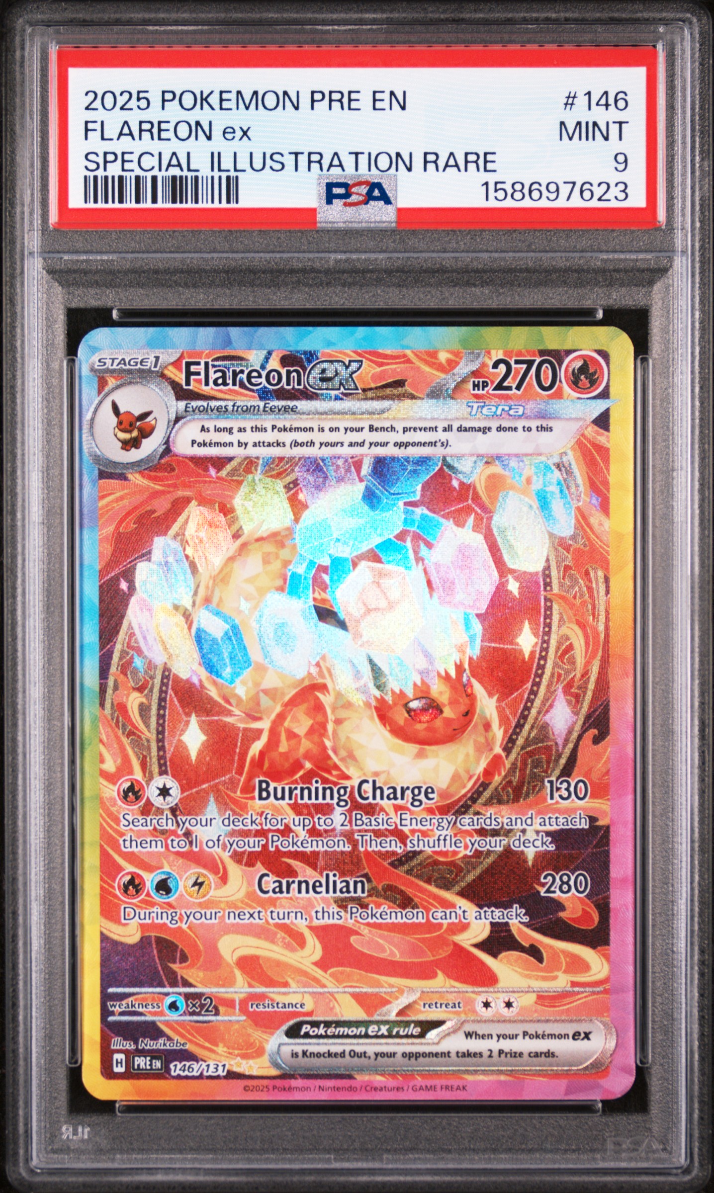 2025 #146 Flareon Ex PSA 9 Pre En-Prismatic Evolutions