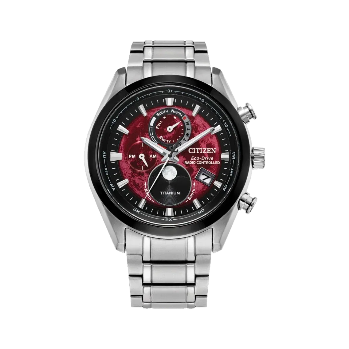 Citizen Tsuki-yomi A-T Sport Luxury H874 Eco-Drive 43mm - Red on Bracelet
