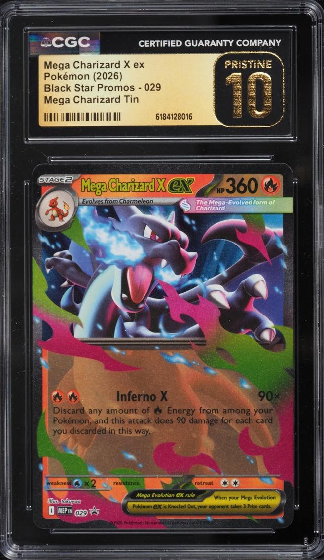 2026 #29 Mega Charizard X Ex CGC 10 Pokemon Mega Evolution Promo Tin