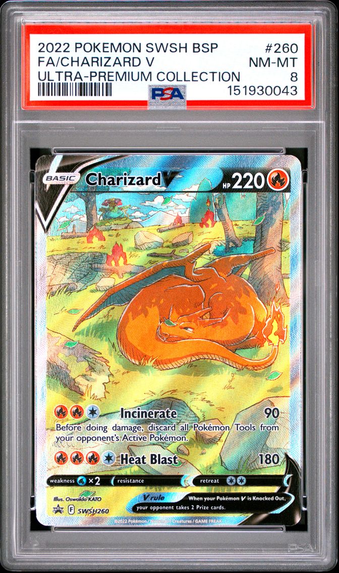 2022 #260 Full Art/Charizard V PSA 8 Swsh Black Star Promo