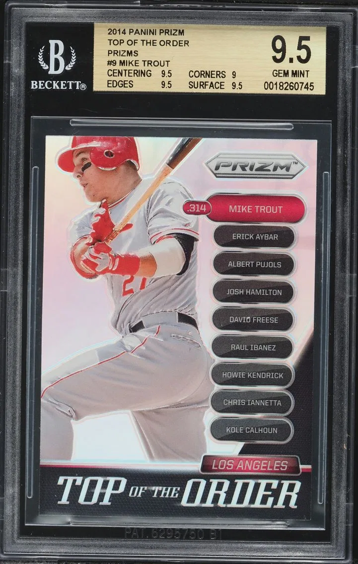 2014 #9 Mike Trout BGS 9.5 Panini Prizm Top of the Order Prizms Baseball