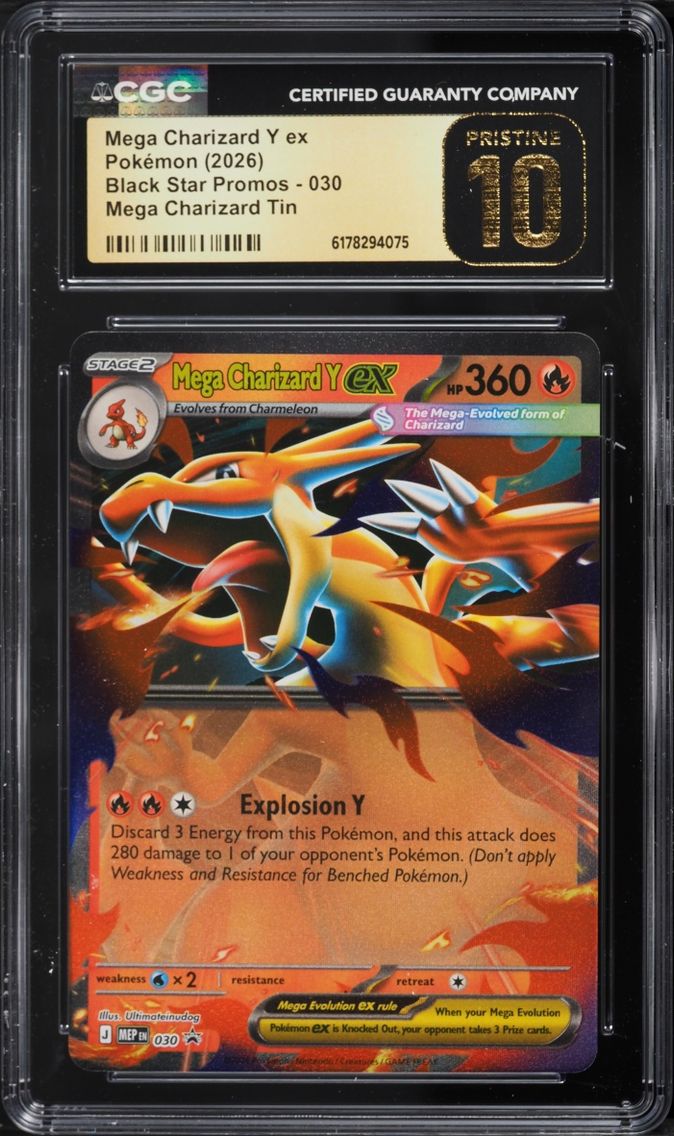 2026 Pokemon Mega Evolution Black Star Promo Tin Mega Charizard Y EX #30 CGC 10 PRISTINE
