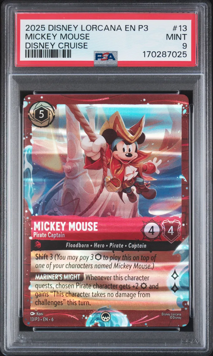 2025 #13 Mickey Mouse - Pirate Captain PSA 9 Disney Lorcana EN P3-Promo