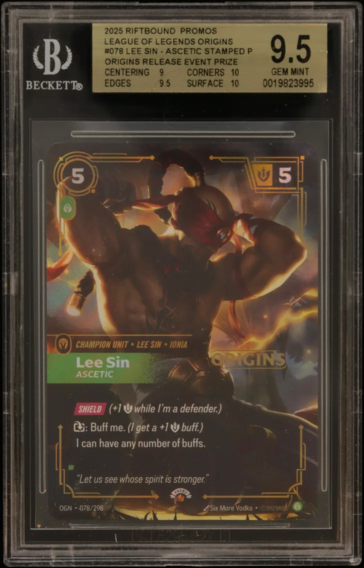 2025 #078 Lee Sin - Ascetic STAMP P/(Origins Release Event Prize Pack) BGS 9.5 Riftbound: League of Legends TCG Origins Promos