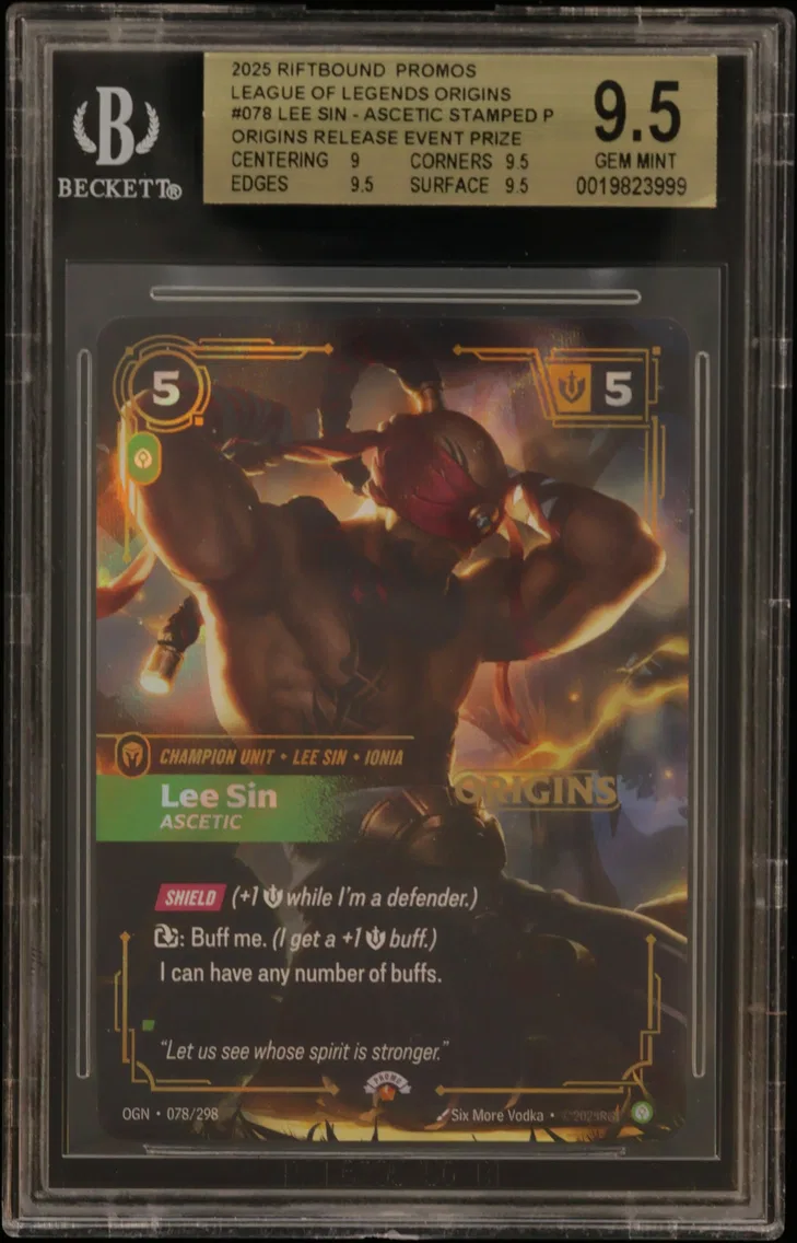 2025 #078 Lee Sin - Ascetic STAMP P/(Origins Release Event Prize Pack) BGS 9.5 Riftbound: League of Legends TCG Origins Promos