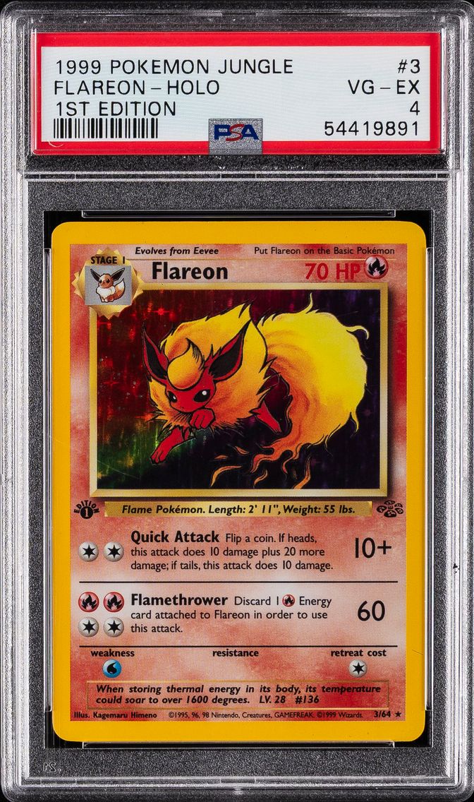 1999 #3 Flareon-Holo 1st Edition PSA 4 Jungle Pokemon