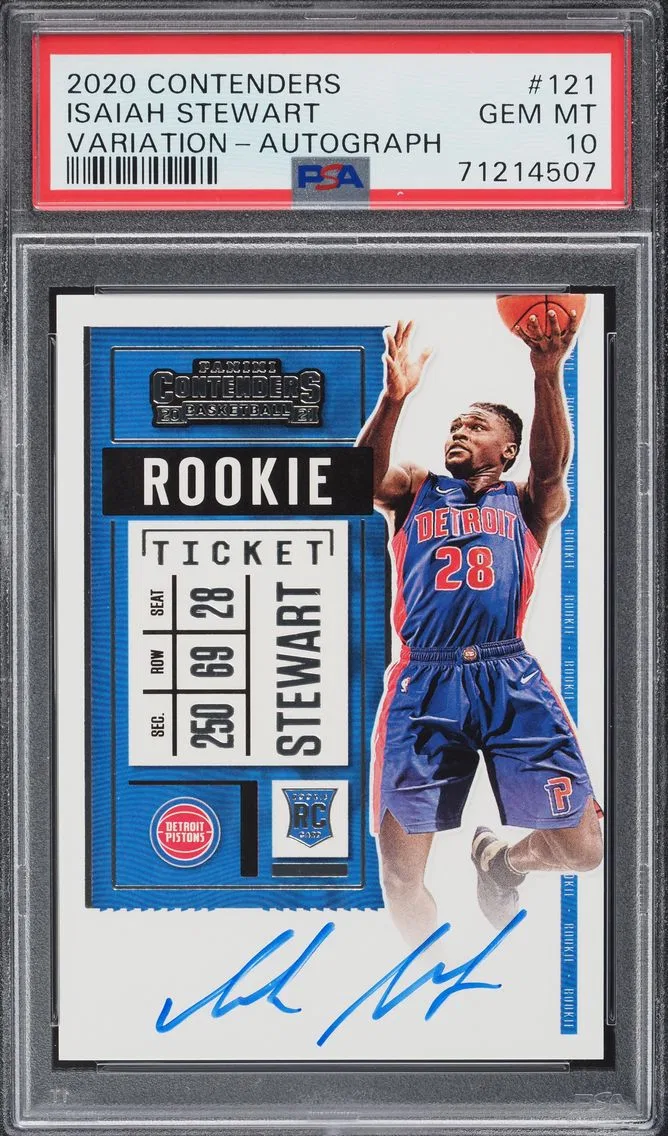 2020 PANINI CONTENDERS VARIATION ISAIAH STEWART ROOKIE AUTO #121 PSA 10 GEM MINT