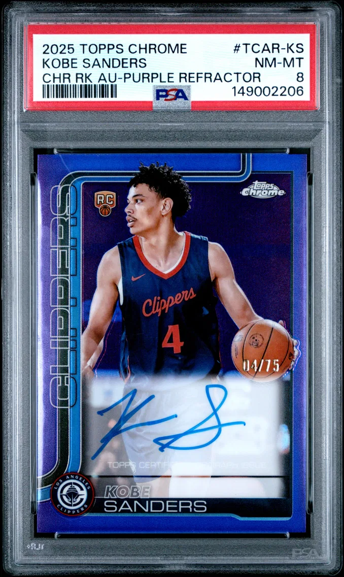 2025 #TCAR-KS Kobe Sanders PSA 8 Topps Chrome Chrome Rookie Autographs