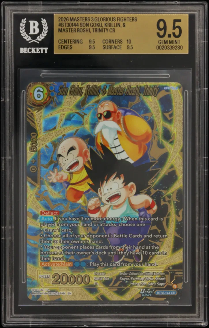 2026 #BT30144 Son Goku, Krillin, & Master Roshi, Trinity CR BGS 9.5 Dragon Ball Super Card Game Masters -THREE GLORIOUS FIGHTERS-