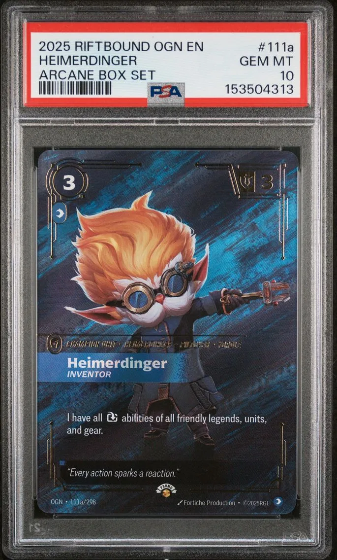 2025 #111a Heimerdinger - Inventor PSA 10 Riftbound: League of Legends Ogn-Origins