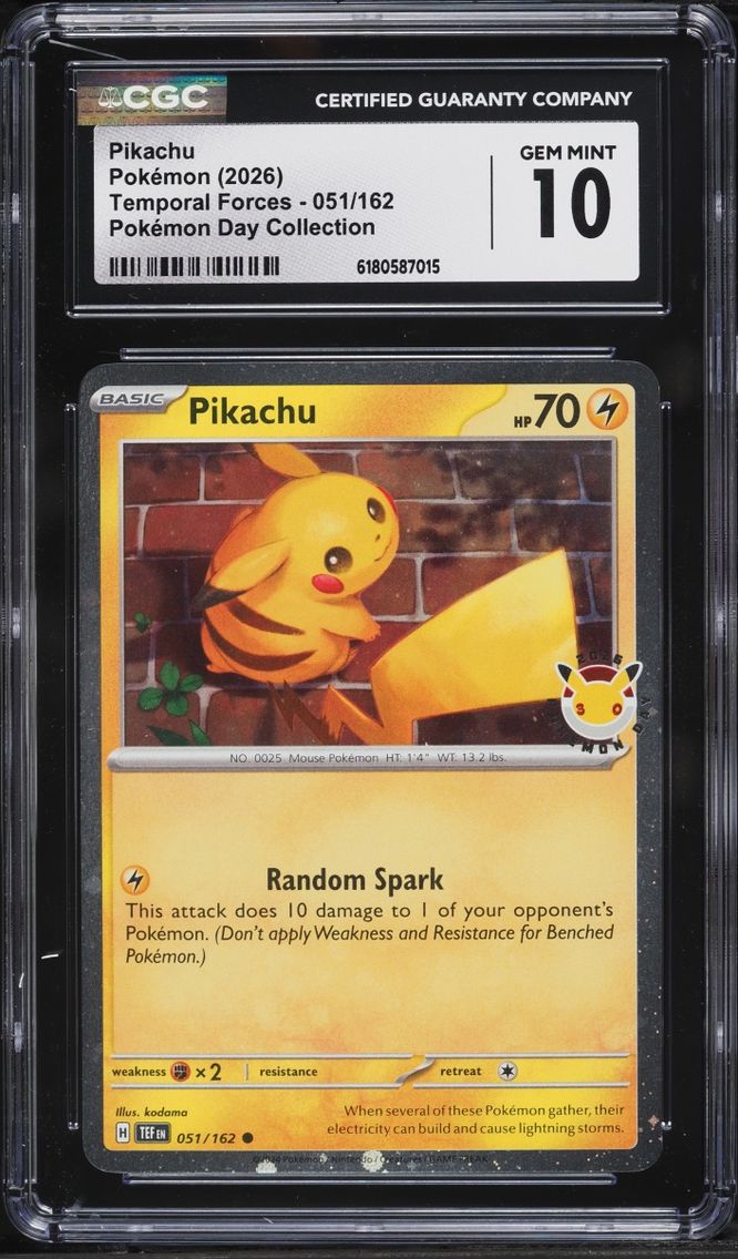 2026 Pokemon Scarlet & Violet Temporal Forces Day Collection Pikachu #51 CGC 10 GEM MINT
