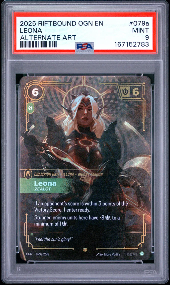 2025 #079a Leona - Zealot PSA 9 Riftbound: League of Legends Ogn-Origins