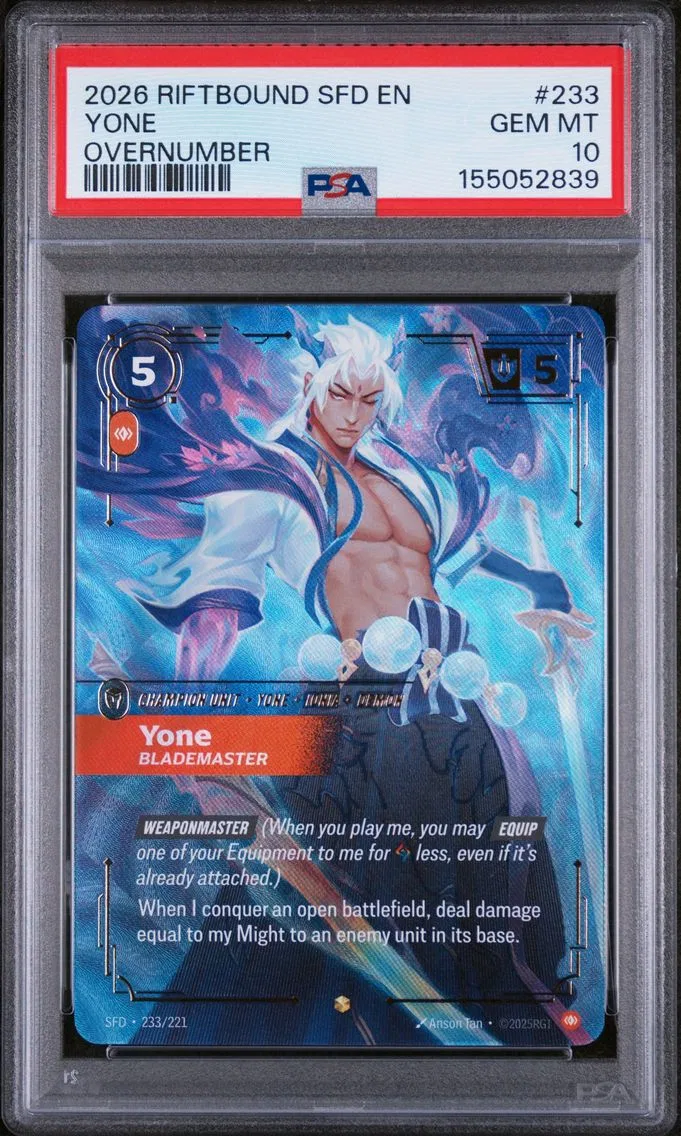 2026 #233 Yone - Blademaster PSA 10 Riftbound: League of Legends Sfd-Spiritforged