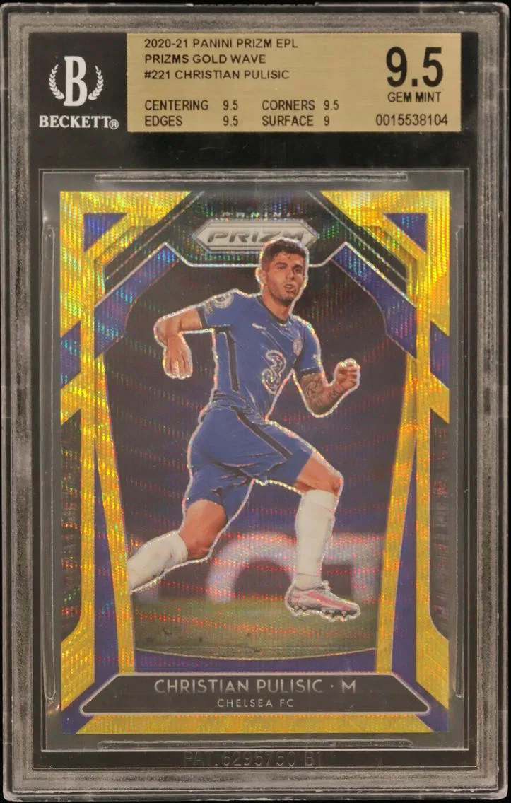 2020 #221 Christian Pulisic BGS 9.5 Panini Prizm English Premier League Prizms Gold Wave