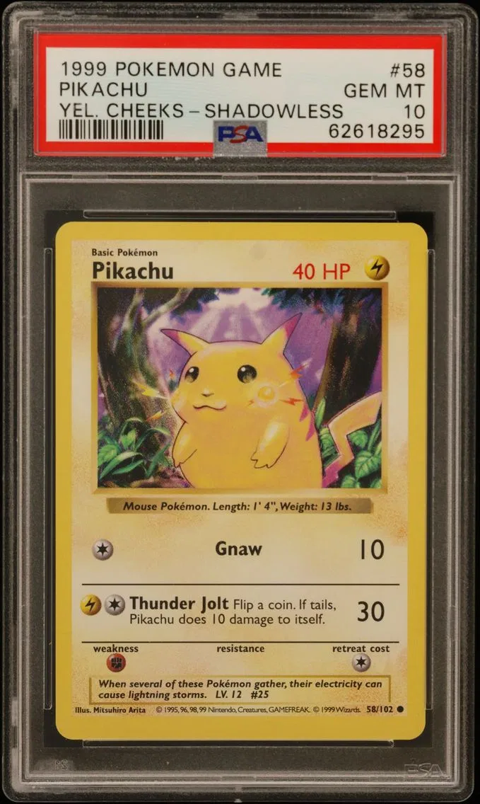 1999 #58 Pikachu PSA 10 Game
