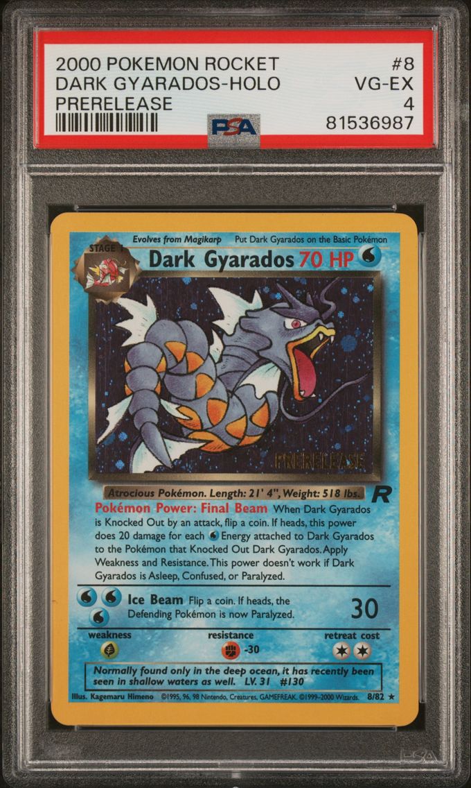 2000 #8 Dark Gyarados-Holo PSA 4 Rocket