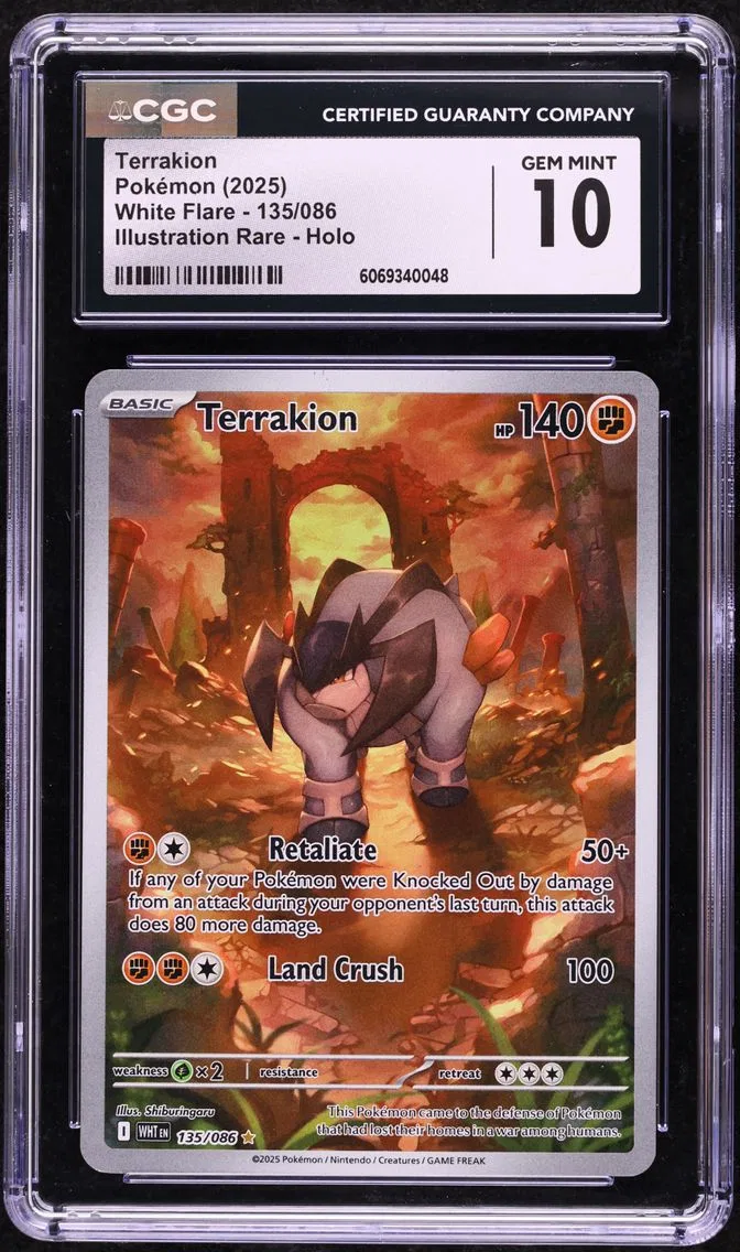 2025 White Flare - WHT EN - English Terrakion #135 CGC 10