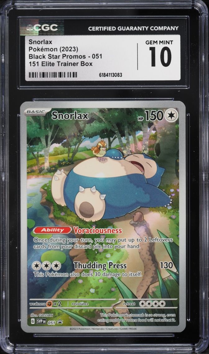 2023 #51 Snorlax CGC 10 Pokemon Scarlet & Violet Black Star Promo 151 ETB Full Art