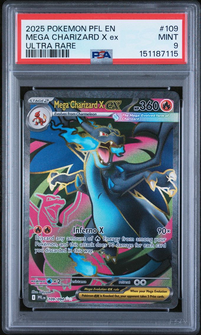 2025 #109 Mega Charizard X EX PSA 9 Pfl EN-Phantasmal Flames