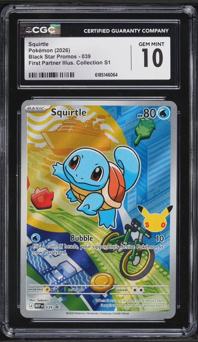 2026 #39 Squirtle CGC 10 Pokemon Mega Evolution Promo First Partner Illustration Full Art