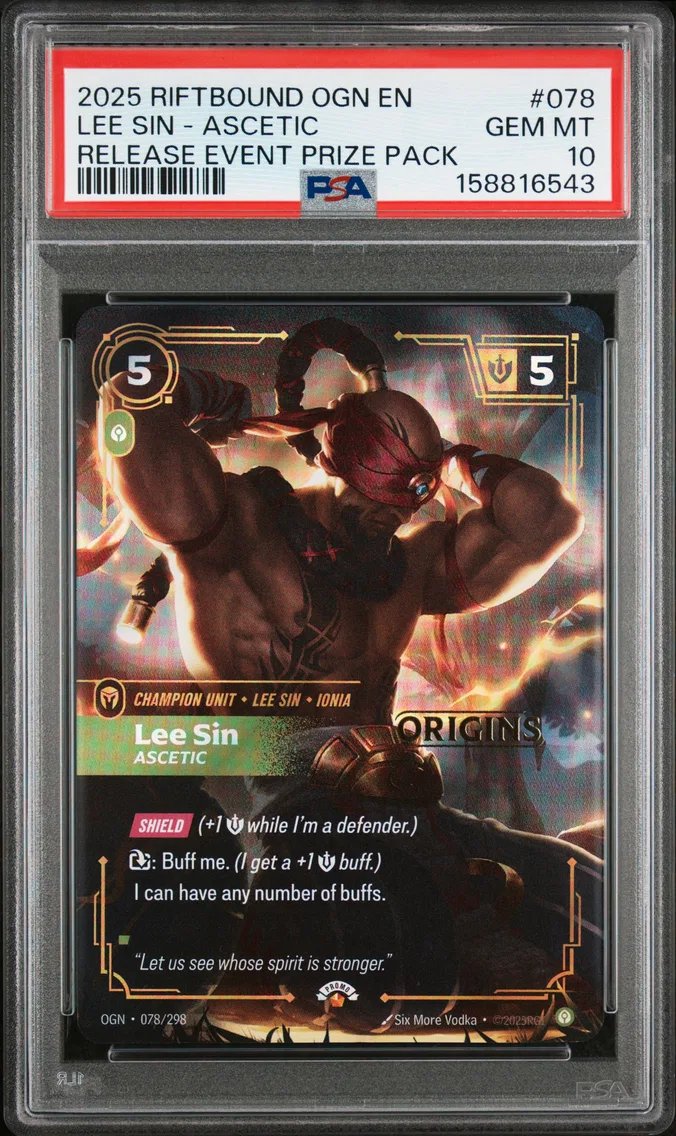 2025 #078 Lee Sin - Ascetic PSA 10 Riftbound: League of Legends Ogn-Origins