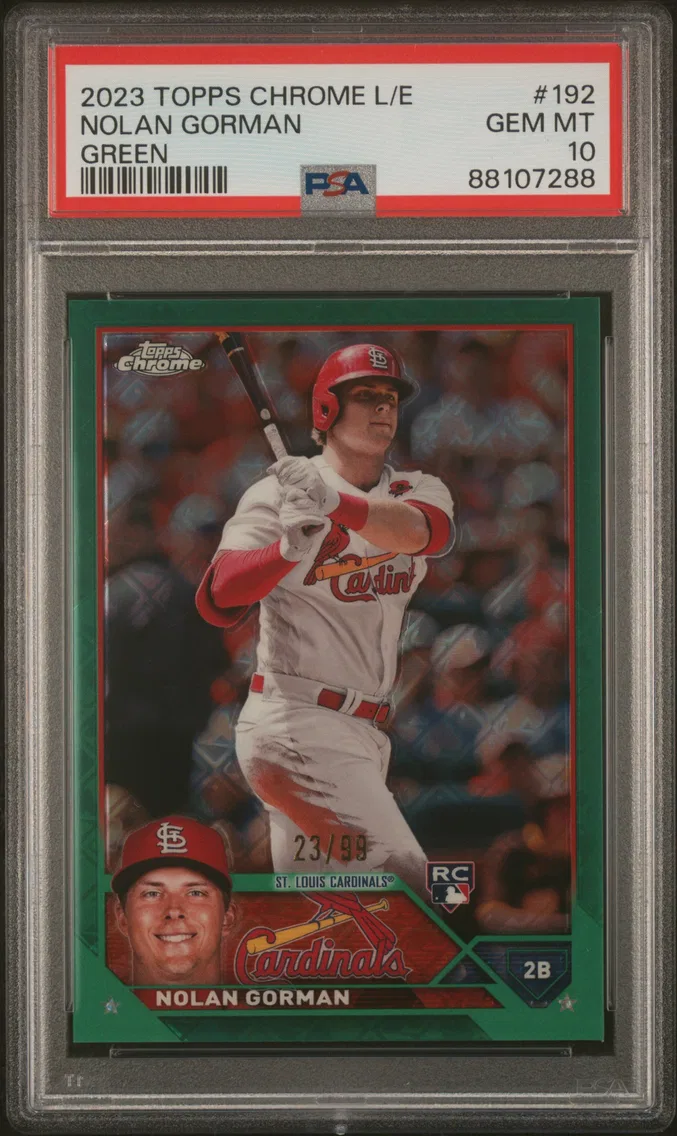 2023 #192 Nolan Gorman PSA 10 Topps Chrome Logofractor Edition