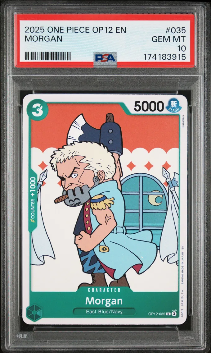 2025 #035 Morgan PSA 10 One Piece OP12-Legacy of the Master