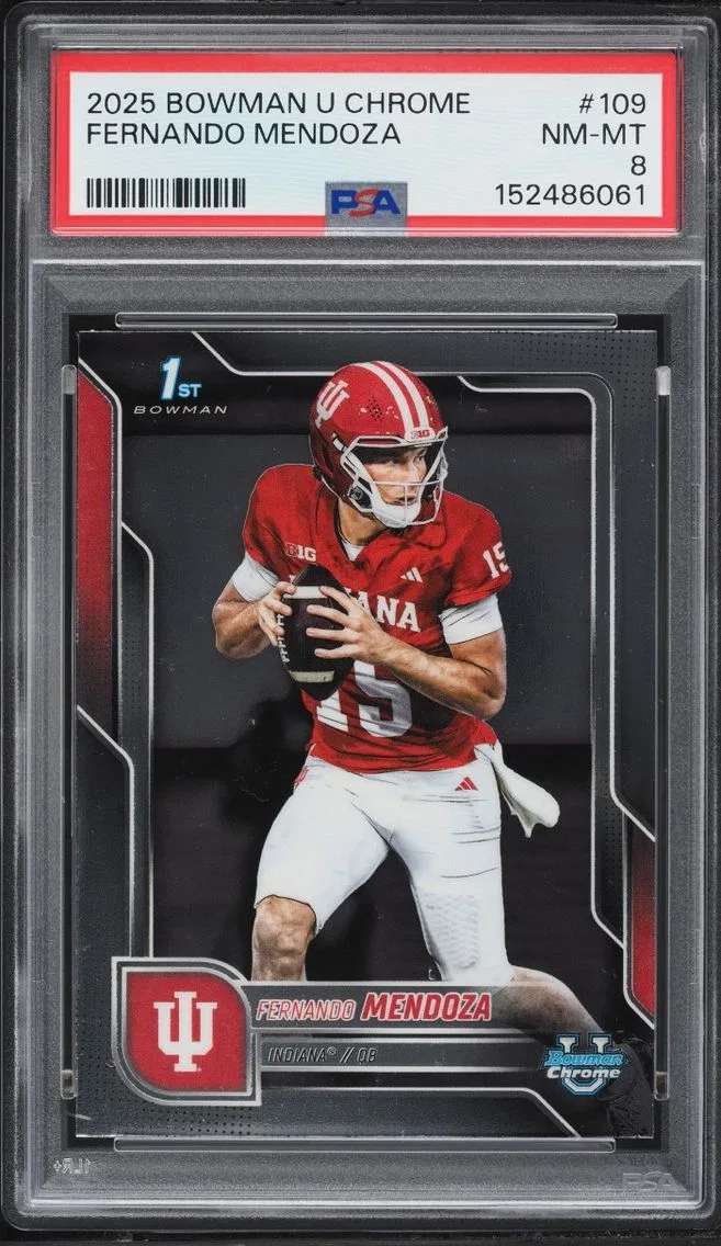 2025 Bowman Chrome University Fernando Mendoza ROOKIE #109 PSA 8 NM-MT