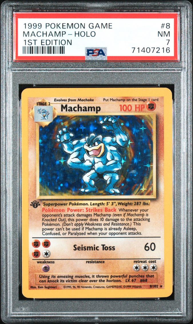 1999 #8 Machamp-Holo 1st Edition PSA 7 Game
