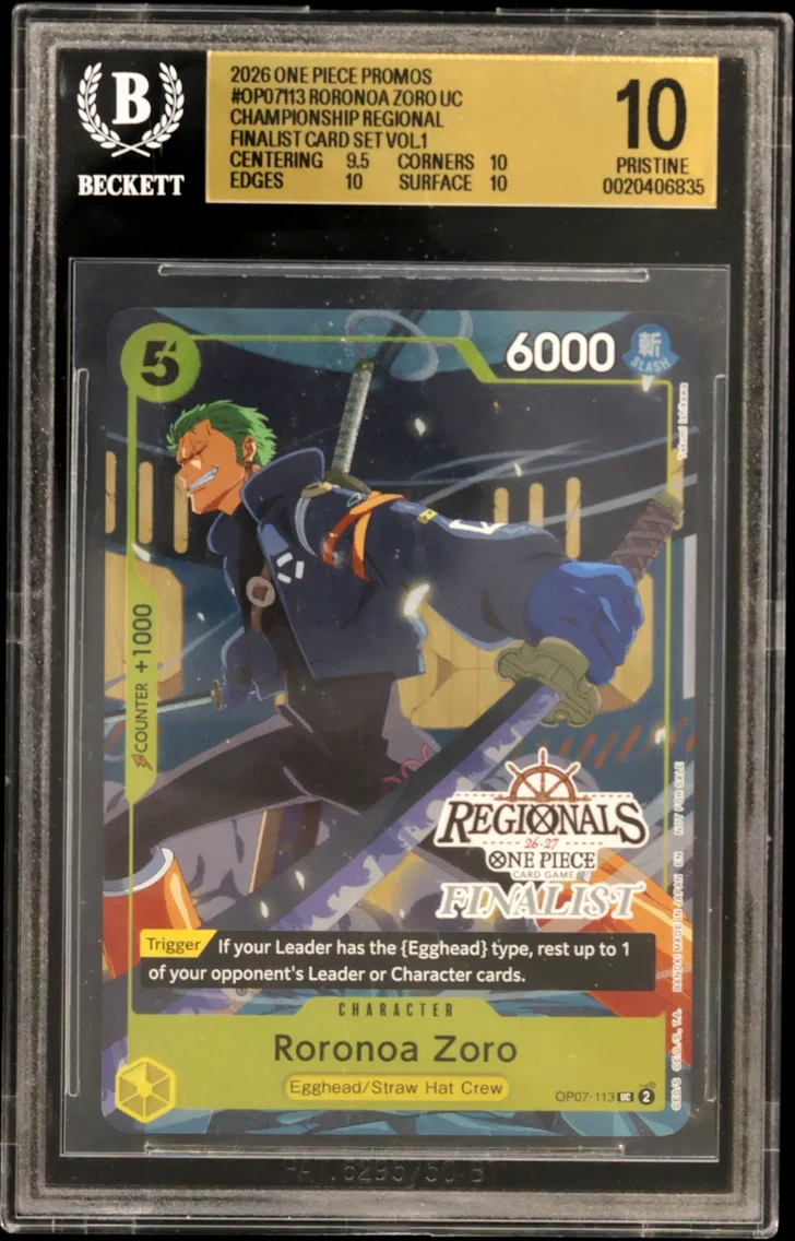 2026 #OP07113 Roronoa Zoro UC/(Championship 26-27 Regional Finalist Card Set Vol.1) BGS 10 One Piece Card Game Promos