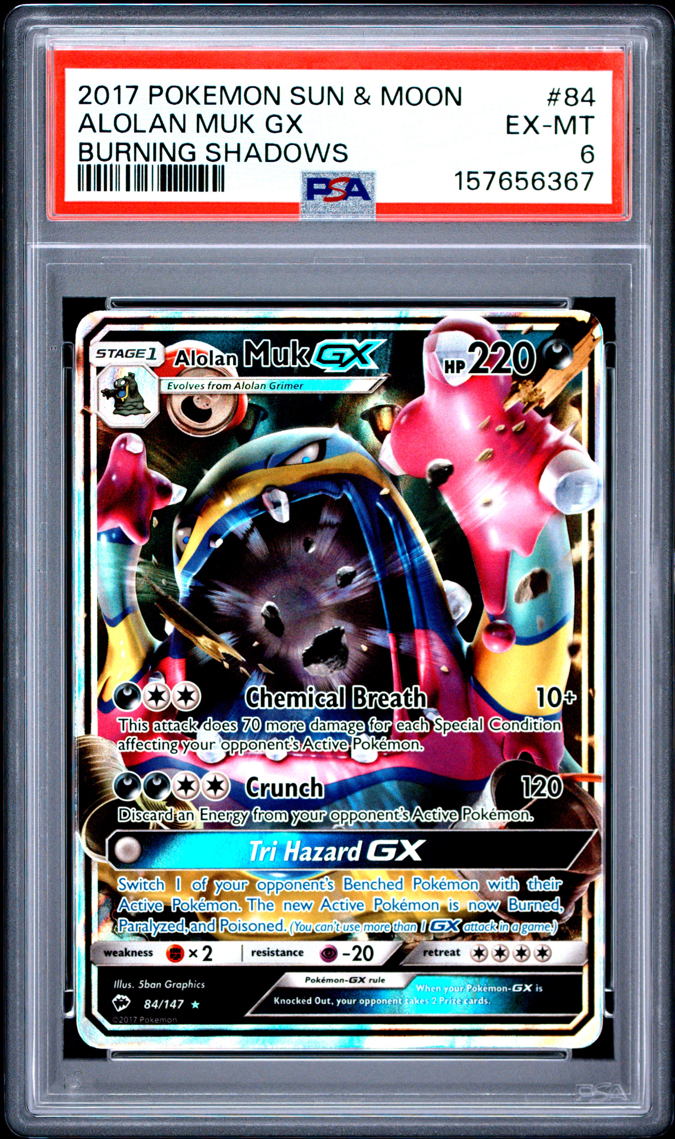 2017 #84 Alolan Muk Gx PSA 6 Sun & Moon Burning Shadows