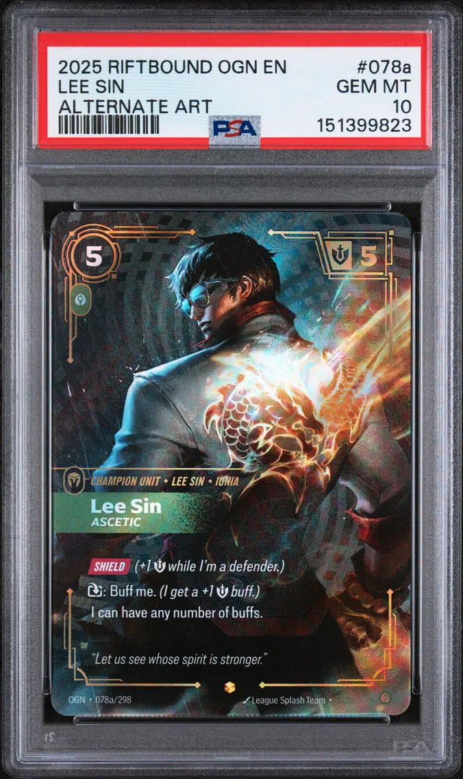 2025 #078a Lee Sin - Ascetic PSA 10 Riftbound: League of Legends Ogn-Origins