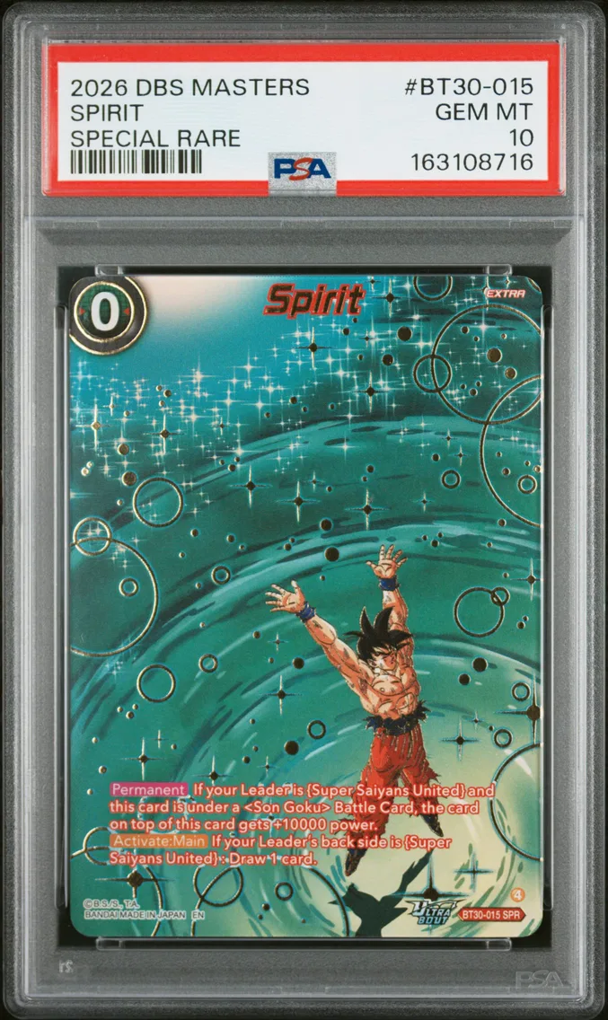 2026 #BT30-015 Spirit PSA 10 Dragon Ball Super Card Game Masters Series 30 Three Glorious Fighters