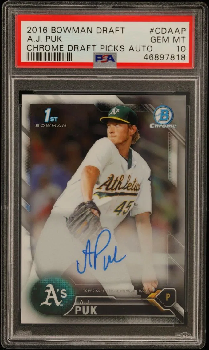 2016 #CDAAP A.J. Puk PSA 10 Bowman Draft Chrome Draft Picks Autographs